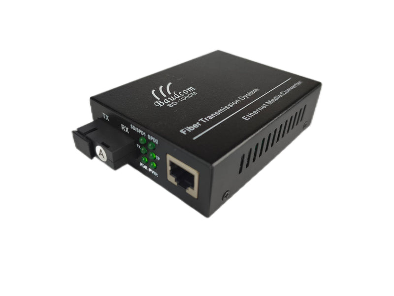 Gigabit Fiber to Ethernet Media Converter, Optical Fiber 1000Base-LX to 10/100/1000Base-Tx Copper RJ45 Ethernet Converter, Single Fiber Bidi, one pair