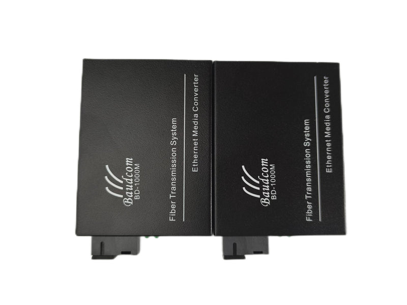 Gigabit Fiber to Ethernet Media Converter, Optical Fiber 1000Base-LX to 10/100/1000Base-Tx Copper RJ45 Ethernet Converter, Single Fiber Bidi, one pair