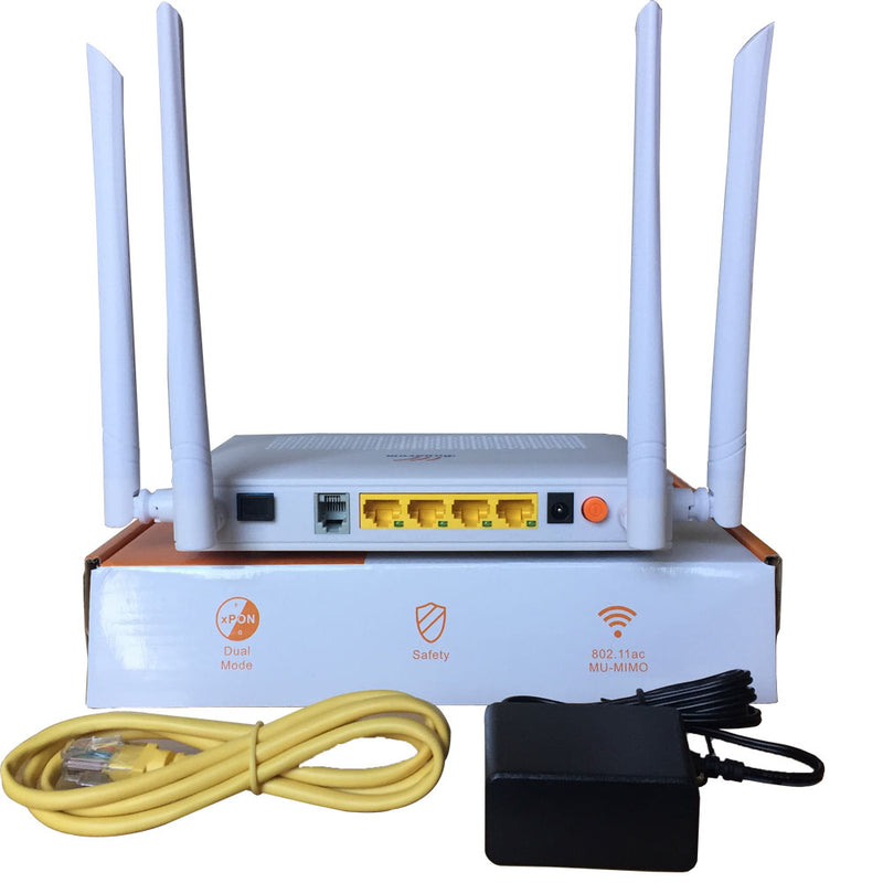 Enrutador de fibra óptica XPON ONU GE + 2USB + TEL HGU WIFI 2,4G y 5G de  segunda mano, banda Dual ONT usada EPON/GPON, versión en inglés PT939G FTTH